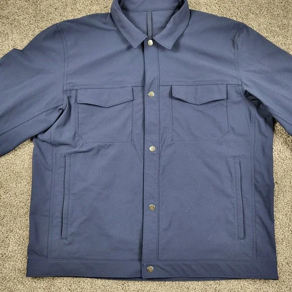 Lululemon Twill Utility Functional Field Jacket Mens XL Navy Blue Snap Front - Picture 3 of 10